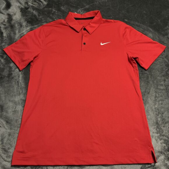 Medium Nike Dri-FIT Men's Football Red Polo Athletic Shirt CT4581-657 - Picture 1 of 7